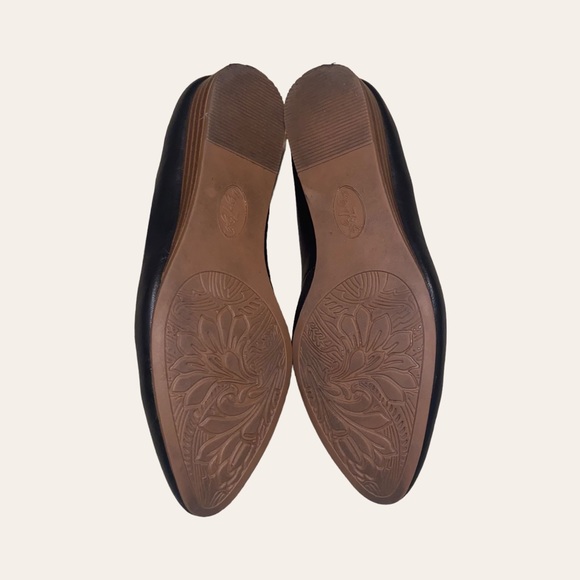 Black Pointed Toe Faux Leather Vintage 7 Eight Loafer Shoes - Picture 3 of 4